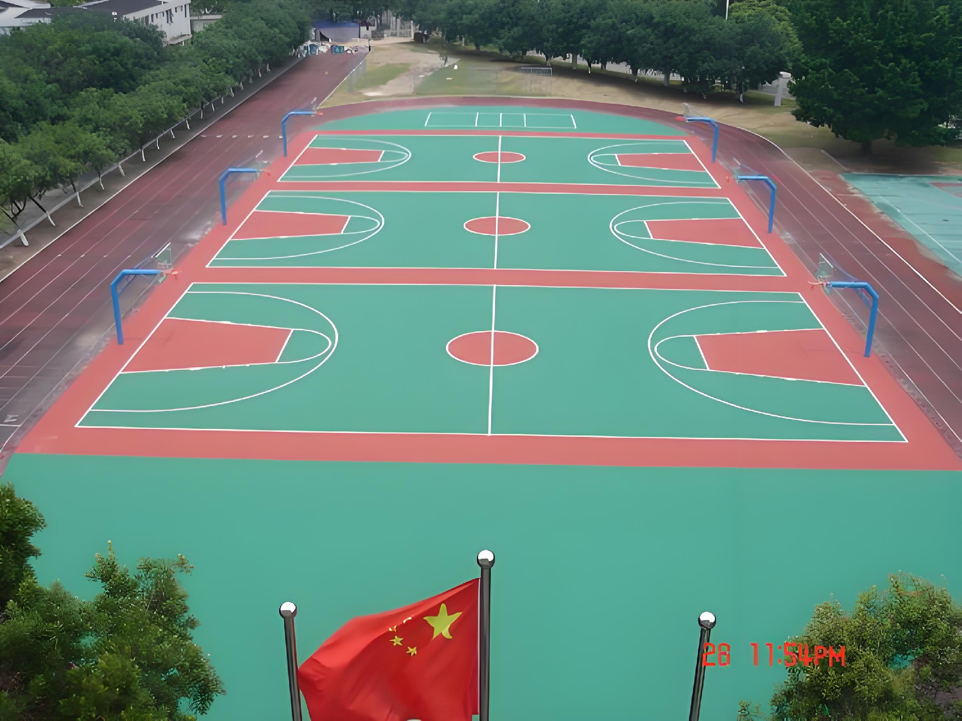 硅pu籃球場材料